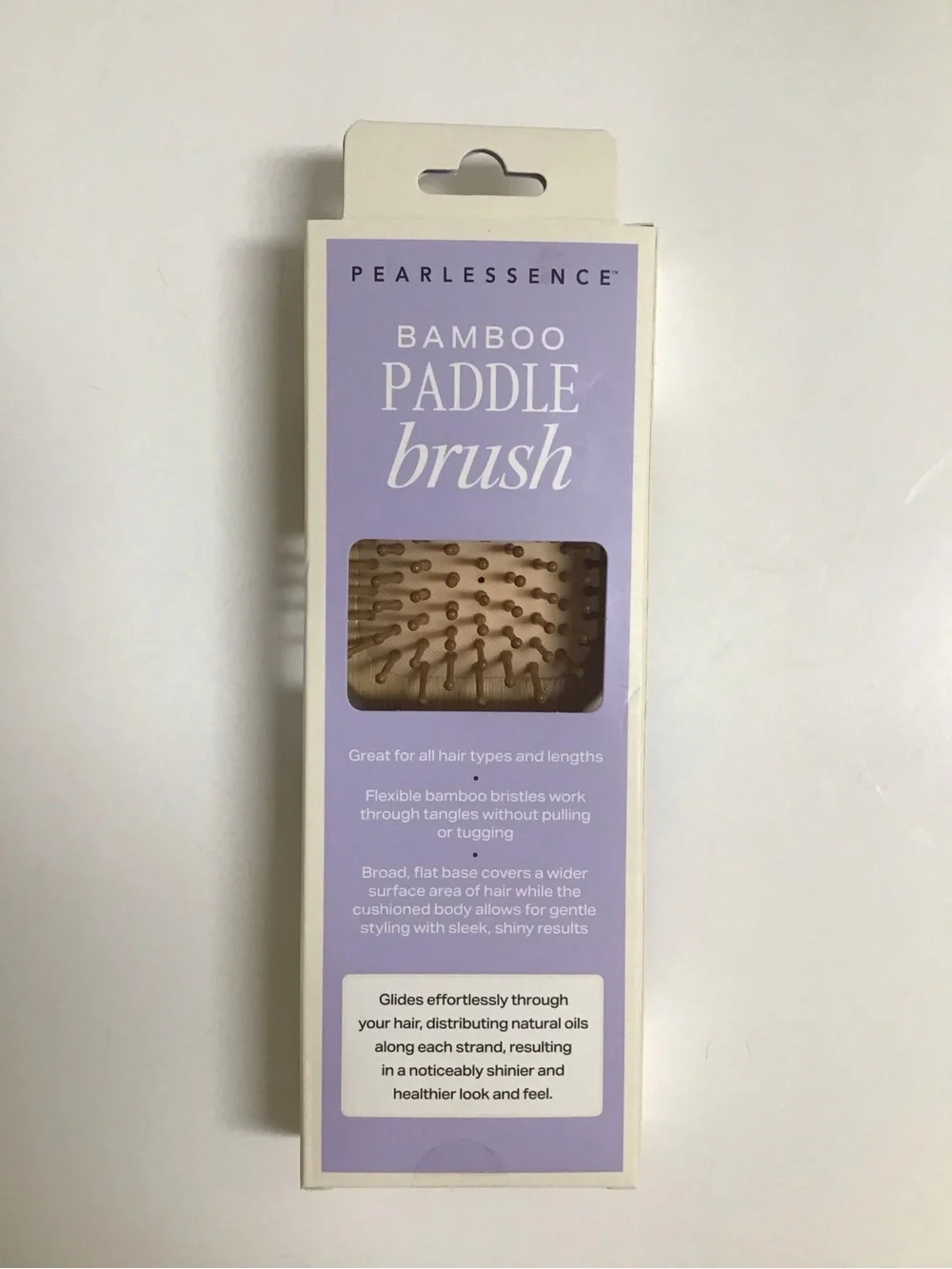 BAMBOO Paddle Hair Brush Wood MOTHER OF PEARL Bath Vanity Pearlessence Luxe NEW